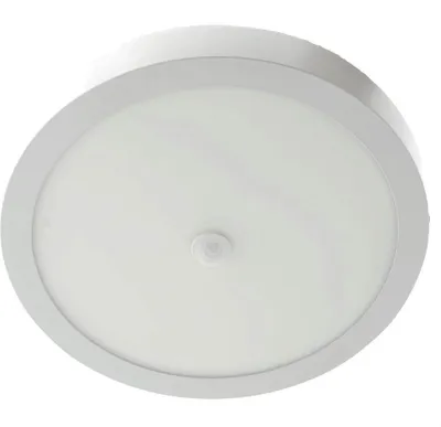 Produktbild von LED Panel Aufbauleuchte weiss rund Ø30cm 24W warmweiß 3000K 2200lm UGR≤22 CRI>80 mit Bewegungssensor