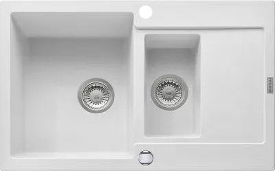 Produktbild von FRANKE Maris MRG 651-78 in GLACIER mit Druckknopfventil u. Abtropfbecken / Ausschnittmaß 760 x 480 mm / Einbauspüle