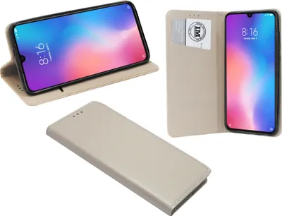 Image de cofi1453® Housse livre "Smart" compatible avec XIAOMI MI 9 Housse téléphone portable Etui portefeuille Housse de protection avec fonction support, porte carte or