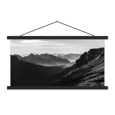 Produktbild von MuchoWow® Textilposter Berge - Natur - Nebel 90x45 cm mit schwarzem Rahmen - Klemmleisten