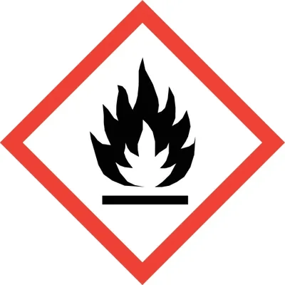 A hazard symbol indicating flammability.