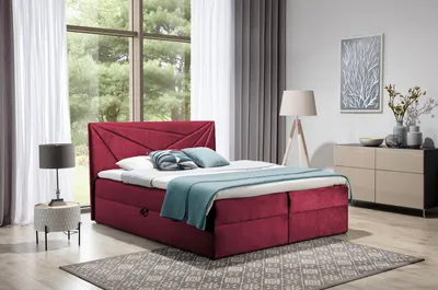 Produktbild von Boxspringbett 160x200 IVANA 5 – Rot + GRATIS Topper