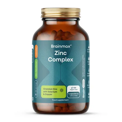 Obrázek produktu pro BrainMax Zinc Complex 100 kapslí | Zinek + Selen + Měď | Imunita
