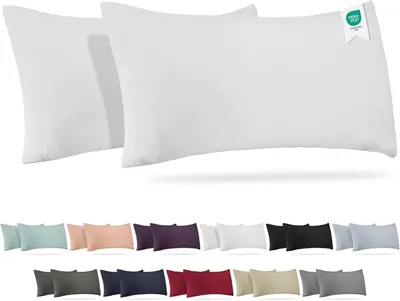 Imagen del producto de Fundas de cojín de algodón tipo jersey, 40 x 80 cm, color blanco, con cremallera, para dormitorio
