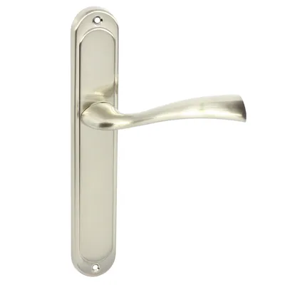 Produktbild von DOMINO Türgriff Blind Drückergarnitur | Langschildgarnitur |  für Zimmertür, Bürotür, Kellertür & Innentür | L-Form | Aluminium | Nickel | FLY M9 BO |