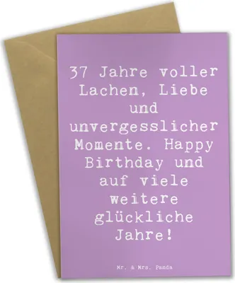Produktbild von Mr. & Mrs. Panda Grußkarte Spruch 37. Geburtstag - Lavendeltraum - Geschenk, Meilenstein, Klappkarte, Happy Birthday, glückwunschkarten, Lächeln, Alter, persönliches