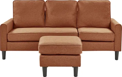 Zdjęcie produktu dla BELIANI Sofa złoty brąz trzyosobowa tapicerowana z otomaną kanapa do salonu nowoczesna