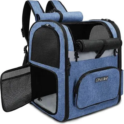 Zdjęcie produktu dla Nosidło dla psa – torba transportowa dla psa – kosz podróżny – solidna konstrukcja – do 10 kg – oddychający materiał – wodoodporne dno – 28 x 33 x 41 cm – niebieski