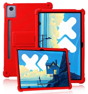 Produktbild von Tablet Hülle für Lenovo Tab P12 12,7" 2023, Stoßfeste Weiches Silikon Schutzhülle mit Standfunktion Rot