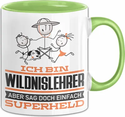 Produktbild von Wildnislehrer Geschenk Tasse Ich Bin Wildnislehrer Aber Sag Doch Einfach Superheld Lustige Geschenkdiee für Wildnislehrer Kaffee-Becher (Grün)