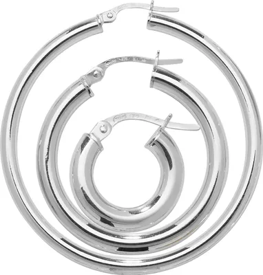 Produktbild von 9 Karat (375) Weißgold Damen - Paar Creolen - 40mm; TRS13962MM40