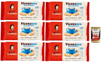 Produktbild von Matilde Vicenzi - Savoiardi Vicenzovo Buon Mattino, Traditionelle, einfache und leichte Kekse, hFrühstückskekse 6x 300 g + Italian Gourmet polpa 400g