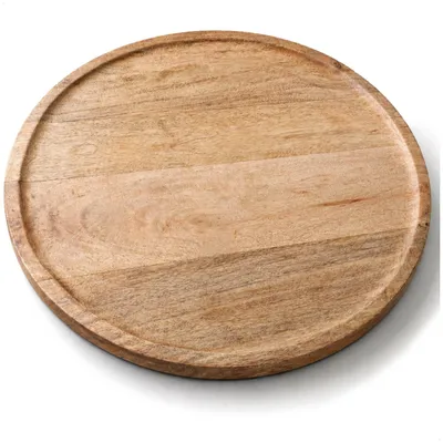 Produktbild von com-four® Dekoteller Holz rund 38 cm – handgefertigtes Deko Tablett mit Rand