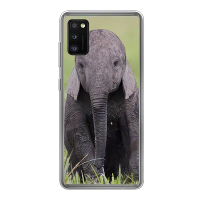 Produktbild von MuchoWow® Handyhülle Schutzhülle Hülle für Samsung Galaxy A41 Elefant - Baby - Tiere - Gras - Natur Silikon Softcase Handy Hülle - Mobiltelefon
