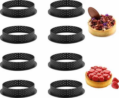 Produktbild von Runde poröse Tortenringform aus Edelstahl, mit Löchern, 8 Stück