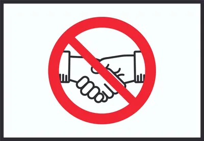 Produktbild von Handschlag verboten Schild kein Händeschütteln Symbol Schild A2 Rückseite selbstklebend