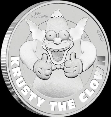 Obrázok produktu pre strieborná minca 1 unca Simpsonovci - Klaun Krusty Tuvalu 2020 Simpson Silver 999