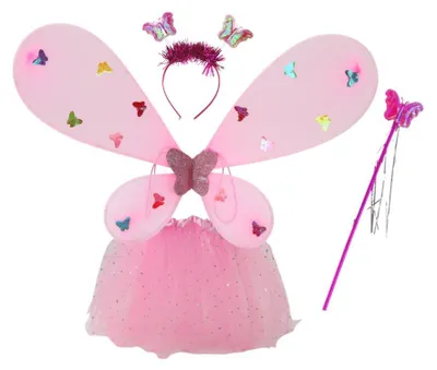 Produktbild von Leantoys Feenkostüm mit Schmetterlingsflügeln rosa
