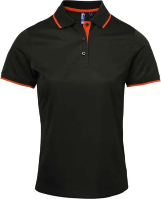 Image de Premier - polo "Coolchecker" pour femme PC5459 (S) (Noir/Orange)