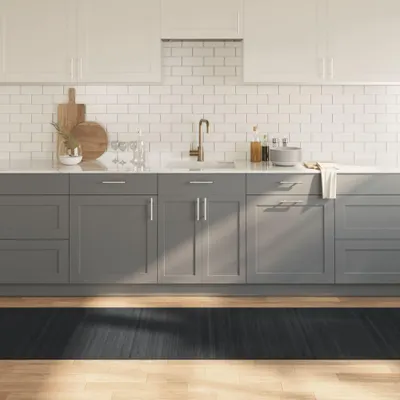 Produktbild von vidaXL Teppich Rechteckig Grau 80x1000 cm Bambus