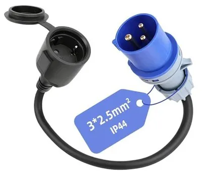Zdjęcie produktu dla Adapter cee schuko 16A kabel kempingowy IP44 230V do przyczepy