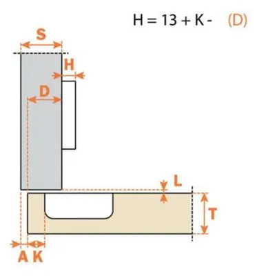 Produktbild von Scharnier für Kühlschrankmöbel SALICE - C2A7F99