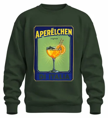 Produktbild von Aperélchen originale Spritz Cocktail Orange Italien Retro Sweatshirt Pullover, Flaschengrün, M