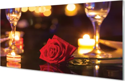 Produktbild von Glasbilder 120x60 Wandkunst Rose Kerzengläser