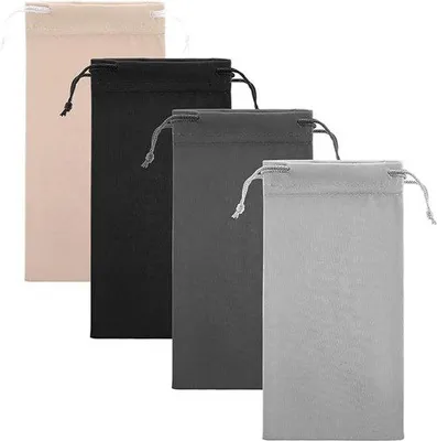 Produktbild von Famanu Set von 4 weichen Mikrofaser Sonnenbrillenetuis – Aufbewahrungstaschen – Schwarz