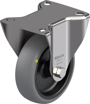 Produktbild von 100-mm-Edelstahl-Starrlaufrolle mit grauem, elektrisch leitfähigem Thermoplast
