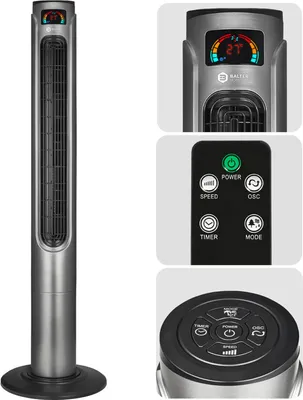 Produktbild von Balter Turmventilator mit Fernbedienung, 120 cm hoch, Ventilator, Standventilator mit Oszilation 80°, mobiler Lüfter