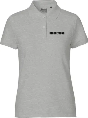 Produktbild von Huuraa Damen Polo Shirt Bergrettung Schriftzug XL Sport Grey Bio Baumwolle Fairtrade Poloshirt Geschenkidee