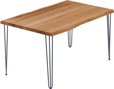 Produktbild von LAMO Manufaktur Esstisch Küchentisch Schreibtisch Couchtisch aus Massivholz, mit Baumkante 100x80x76 cm (AxBxH), Creative, Dunkel / Anthrazit, LUB-01-A-004-7016Cr