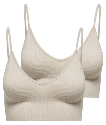 Produktbild von ONLY Crop Shirt Top Spaghetti Ripp Oberteil Bralette 2-er Pack ONLVICKY Größe: L-XL