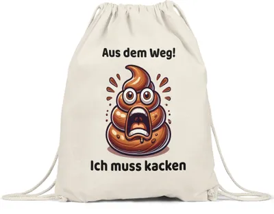 Produktbild von Aus dem Weg Ich muss kacken Lustiges Kothaufenmotiv Turnbeutel Geschenkidee witziges Design Reizdarm Stuhlgang