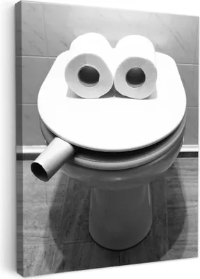Produktbild von MuchoWow® - Leinwandbilder - WC - Toilettensitz - Lustig - Toilette, Wandbild, Wanddeko Bilder Wohnzimmer, 60x80 cm