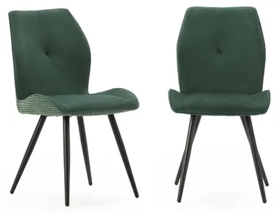 Image de CALICOSY - Lot de 2 chaises en tissu avec pieds en métal noir L45 cm - ADAYA