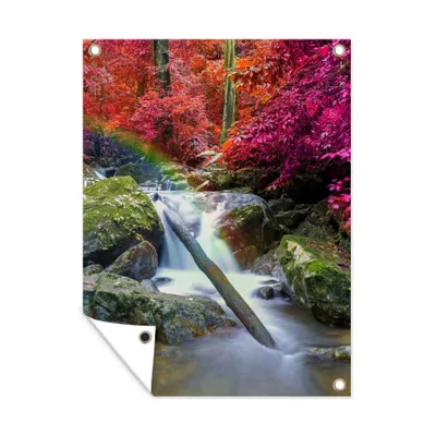 Obrázek produktu pro MuchoWow® Zahradní plakáty - Duha - vodopád - stromy - kameny - mech - 80x60 cm - Zahradní dekorace