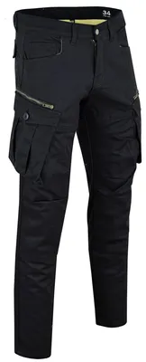 Produktbild von Herren Motorradjeans 9-Pockets Motorradhose Cargohose Abriebfest mit Protektoren, Farbe:Schwarz, Jeansgröße:W34 / L34