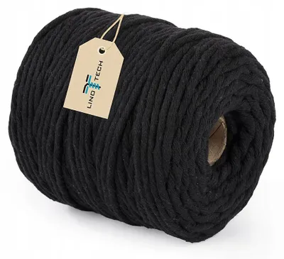 Produktbild von Linotech Makramee Garn Schwarz 5mm 100m