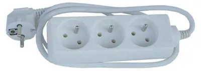 Produktbild von Netzkabel 230V Verlängerungskabel, CEE7 (Gabel) - Steckdose 3x, 10m, weiß