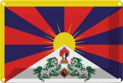 Produktbild von vianmo Blechschild 20x30 cm Tibets Tibet Flagge Fahne Wappen