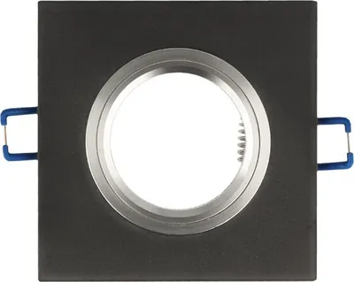 Produktbild von Einbaustrahler GU10 Einbaurahmen Glas Einbauleuchte Ø75mm Bohrloch inkl. GU10 Fassung für LED Leuchtmitel Schwarz Frosted Eckig