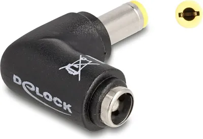Produktbild von DELOCK DC Adapter 5,5 x 2,5 mm St > Bu 90° gewinkelt