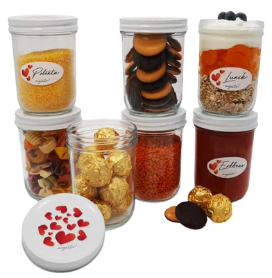Productafbeelding van Solidchoice - Set van 6 Inmaakpotten met Hartdeksel 480 ml