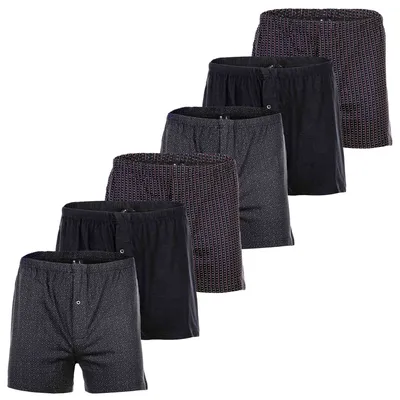 Produktbild von YOURBASICS Herren Jersey-Boxershorts, 6er Pack - Baumwolle, Eingriff mit Knopf, Muster, Multipack SchwarzMix XL