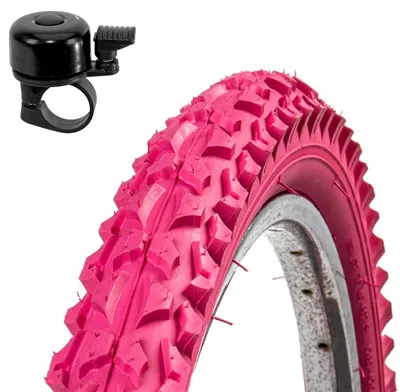 Productafbeelding van 1 x Roverstone fietsband 24 x 2,125 (57-507), roze, inclusief fietsbel