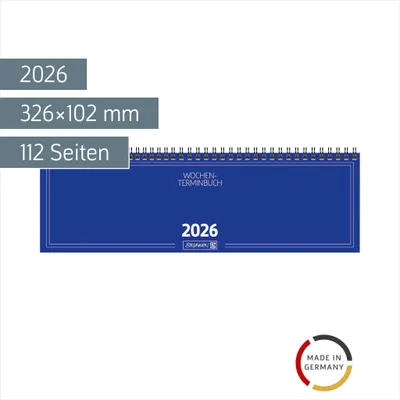 Produktbild von BRUNNEN Querterminbuch Mod. 774 '26 | 326×102 mm, Karton, blau