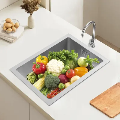 Produktbild von Küchenspüle aus Edelstahl, 30 x 40 cm mit X-förmigen Abflussrohren und Abflussfilter