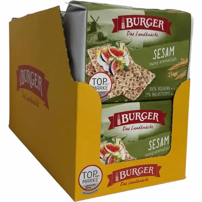 Produktbild von Burger das Landknäcke Sesam nussig aromatisch 12er Pack (12x250g Packung)